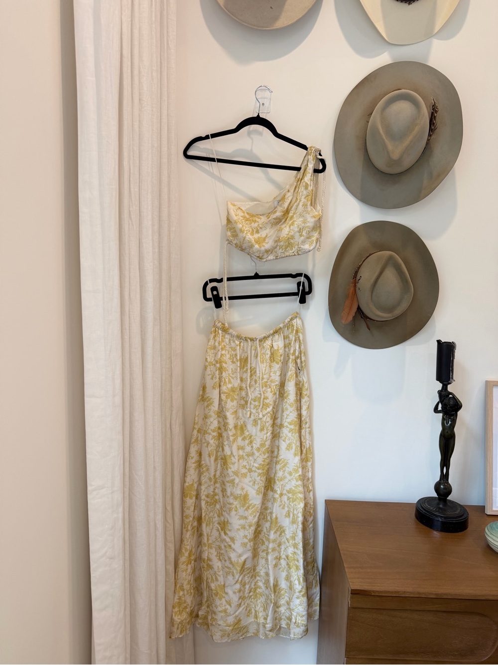 SIR the label Yellow Floral One-Shoulder Crop Top & Maxi Skirt Set